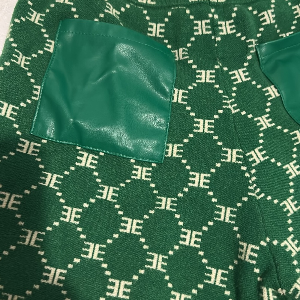 Ellandemm Green Monogram Knit Shorts - Picture 4 of 5
